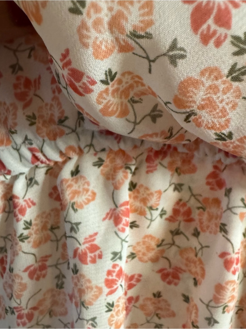 Max Studio Peach Floral Ruffle V-Neck Sleeveless Top  LARGE   #2 - Picture 3 of 8
